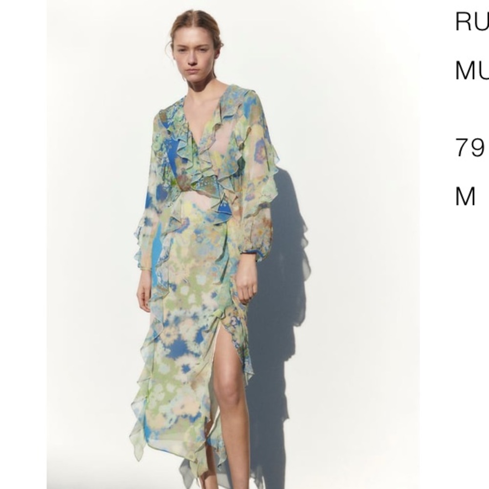 Zara ruffle print dress